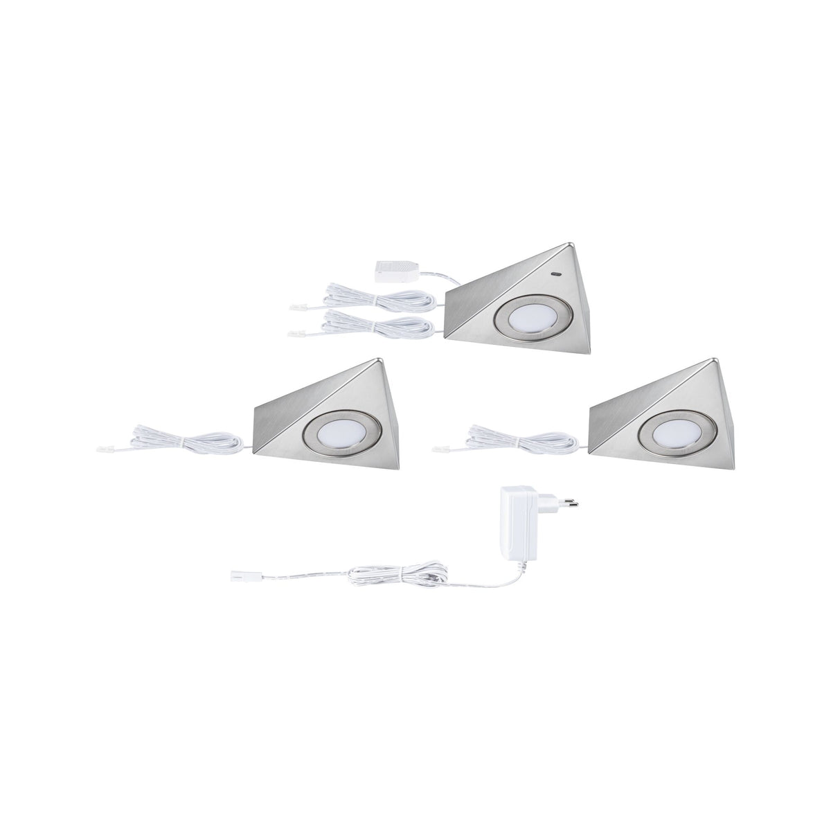 Paulmann LED Unterschrankleuchte Trias Näherungsensor 3er-Set 3x2,7W 135x132mm 3x185lm 230/12V  Eisen gebürstet