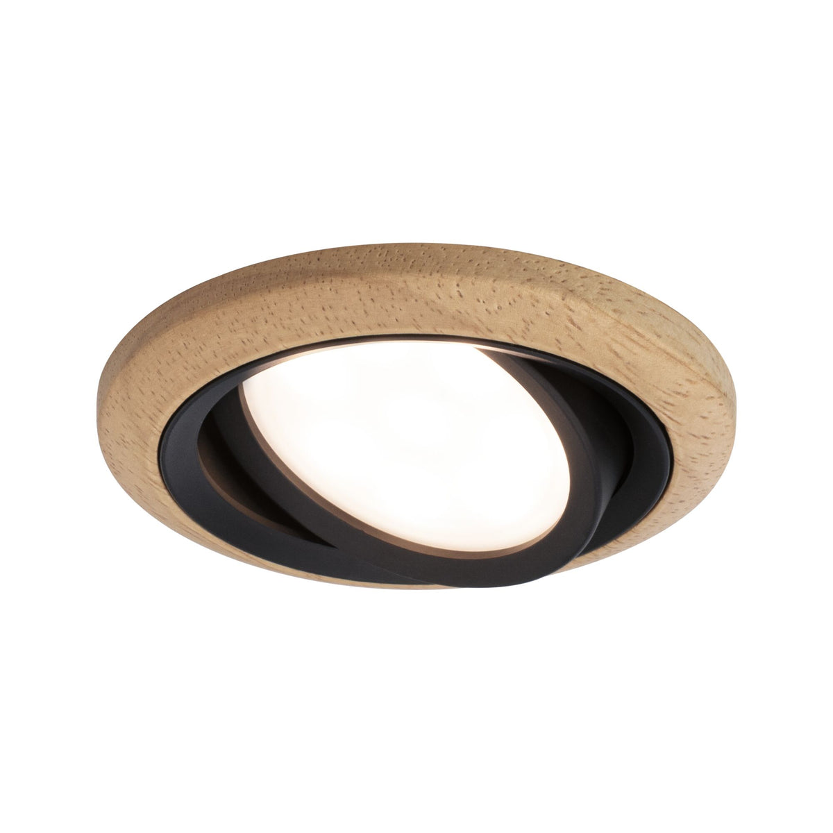 Paulmann LED Einbauleuchte Lanati 3er-Set rund 84mm 30° Coin 3x6W 3x470lm 230V  2700K Farbton Eiche geölt#Schwarz matt