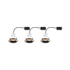 Paulmann LED Einbauleuchte Lanati 3er-Set rund 84mm 30° Coin 3x6W 3x470lm 230V  2700K Farbton Eiche geölt#Schwarz matt