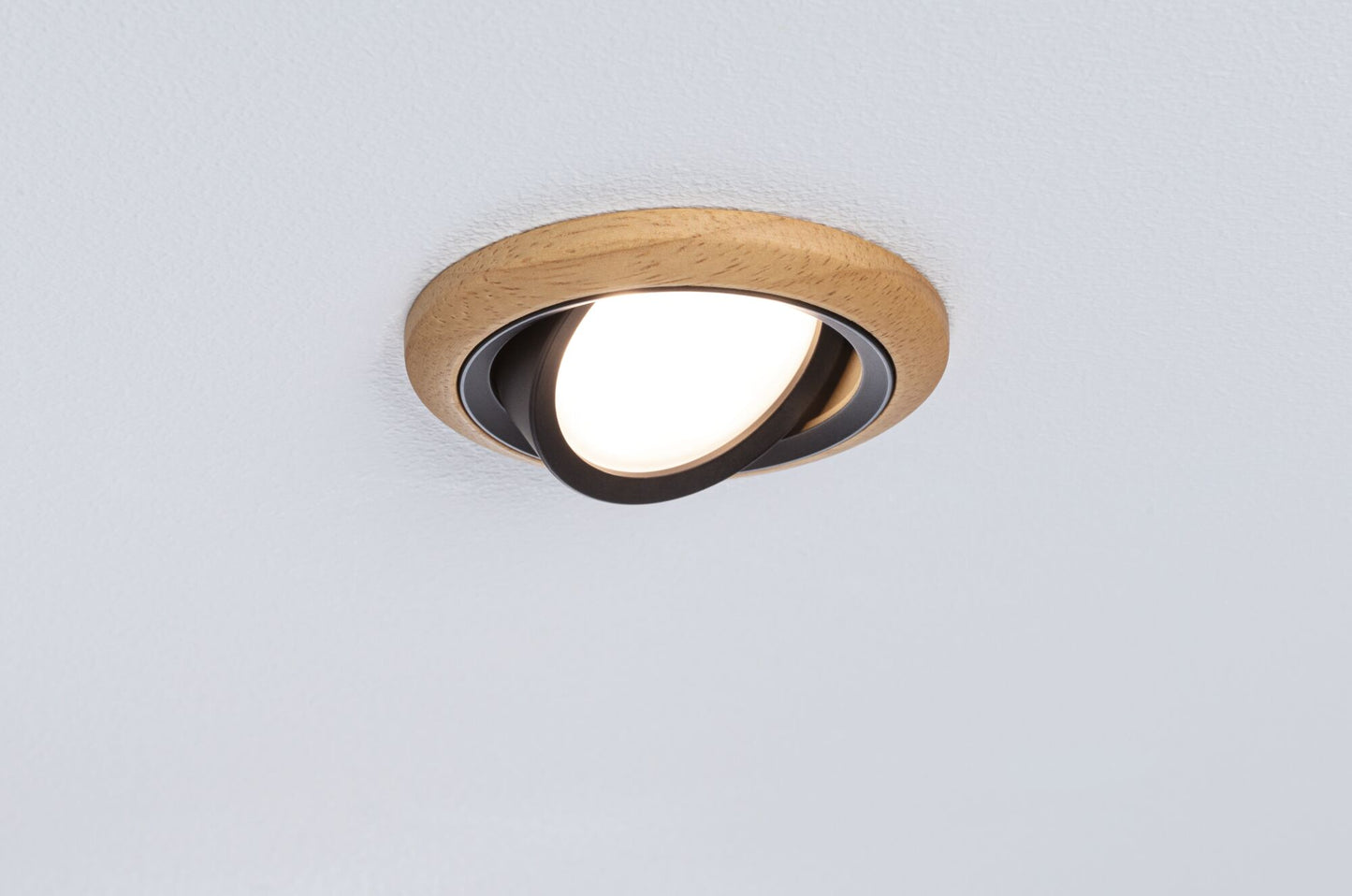 Paulmann LED Einbauleuchte Lanati 3er-Set rund 84mm 30° Coin 3x6W 3x470lm 230V  2700K Farbton Eiche geölt#Schwarz matt
