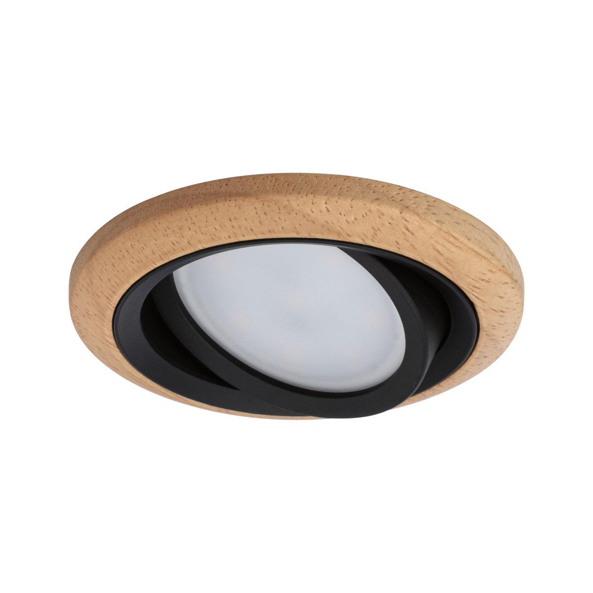 Paulmann LED Einbauleuchte Lanati Einzelspot rund 84mm 30° Coin 6W 470lm 230V  2700K Farbton Eiche geölt#Schwarz matt