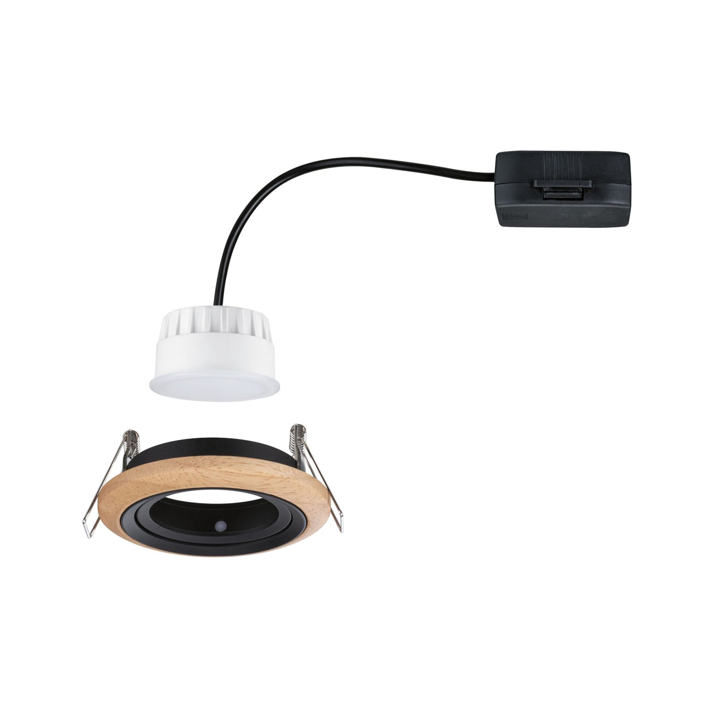 Paulmann LED Einbauleuchte Lanati Einzelspot rund 84mm 30° Coin 6W 470lm 230V  2700K Farbton Eiche geölt#Schwarz matt