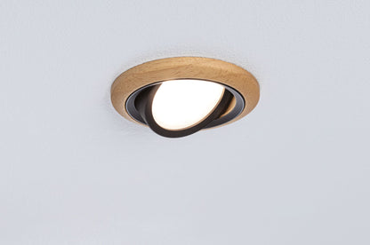 Paulmann LED Einbauleuchte Lanati Einzelspot rund 84mm 30° Coin 6W 470lm 230V  2700K Farbton Eiche geölt#Schwarz matt