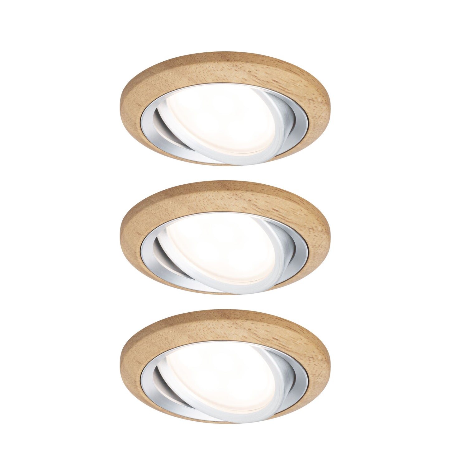 Paulmann LED Einbauleuchte Lanati 3er-Set rund 84mm 30° Coin 3x6W 3x470lm 230V  2700K Farbton Eiche geölt#Alu gedreht
