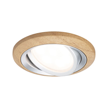 Paulmann LED Einbauleuchte Lanati 3er-Set rund 84mm 30° Coin 3x6W 3x470lm 230V  2700K Farbton Eiche geölt#Alu gedreht