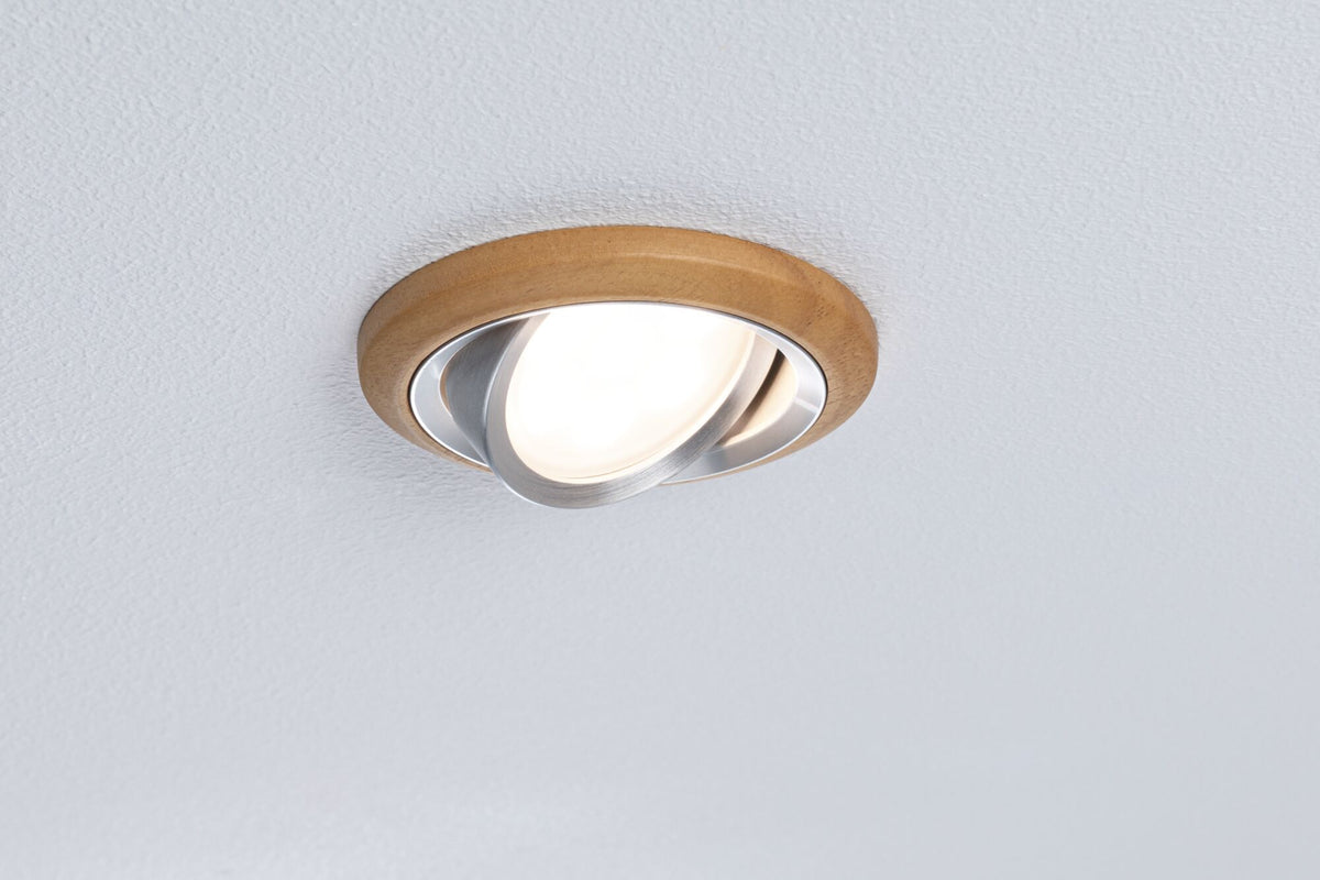 Paulmann LED Einbauleuchte Lanati 3er-Set rund 84mm 30° Coin 3x6W 3x470lm 230V  2700K Farbton Eiche geölt#Alu gedreht