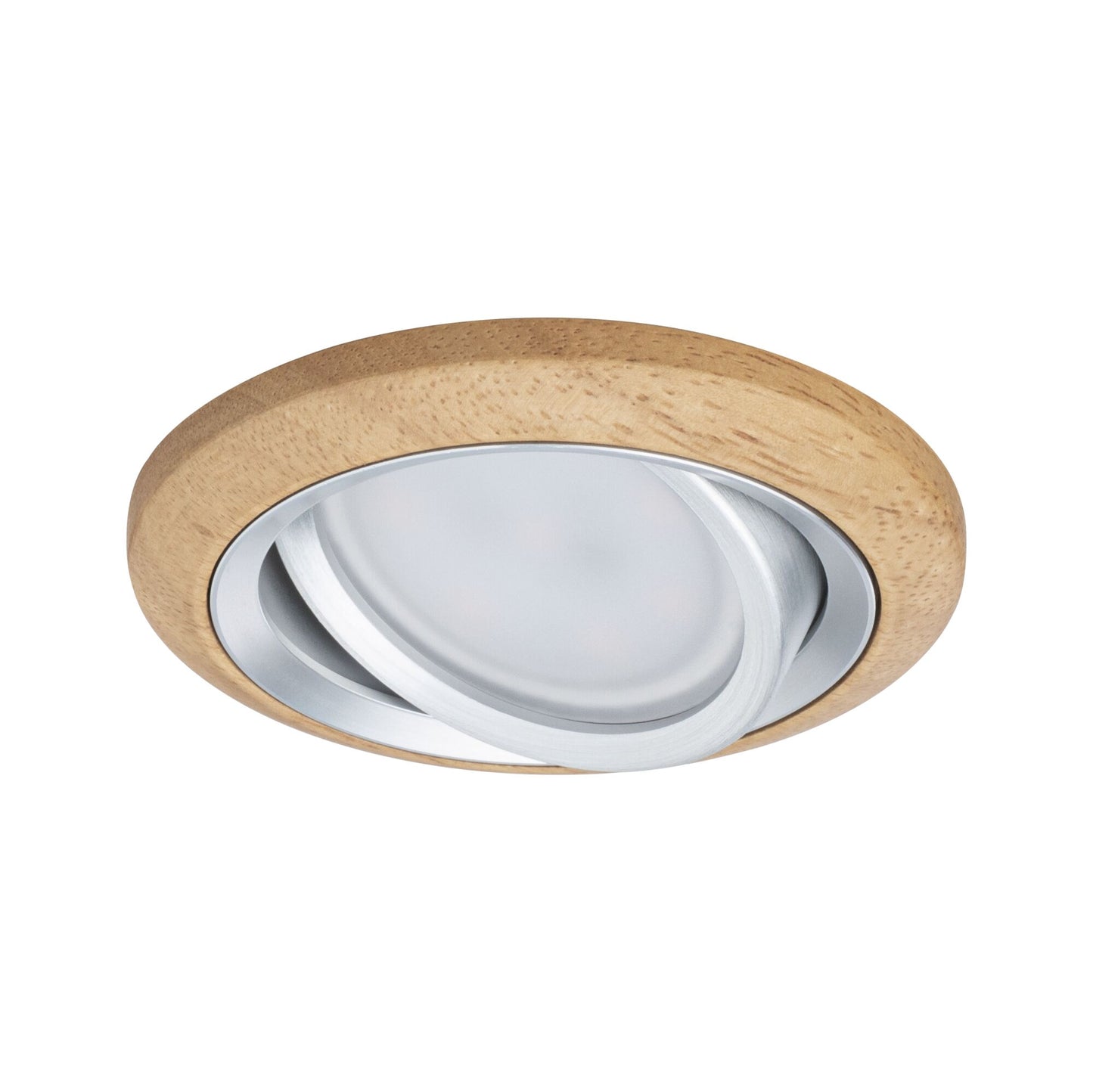 Paulmann LED Einbauleuchte Lanati Einzelspot rund 84mm 30° Coin 6W 470lm 230V  2700K Farbton Eiche geölt#Alu gedreht