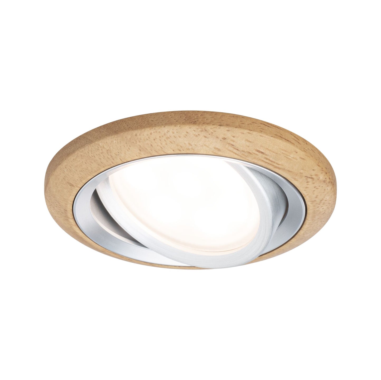 Paulmann LED Einbauleuchte Lanati Einzelspot rund 84mm 30° Coin 6W 470lm 230V  2700K Farbton Eiche geölt#Alu gedreht