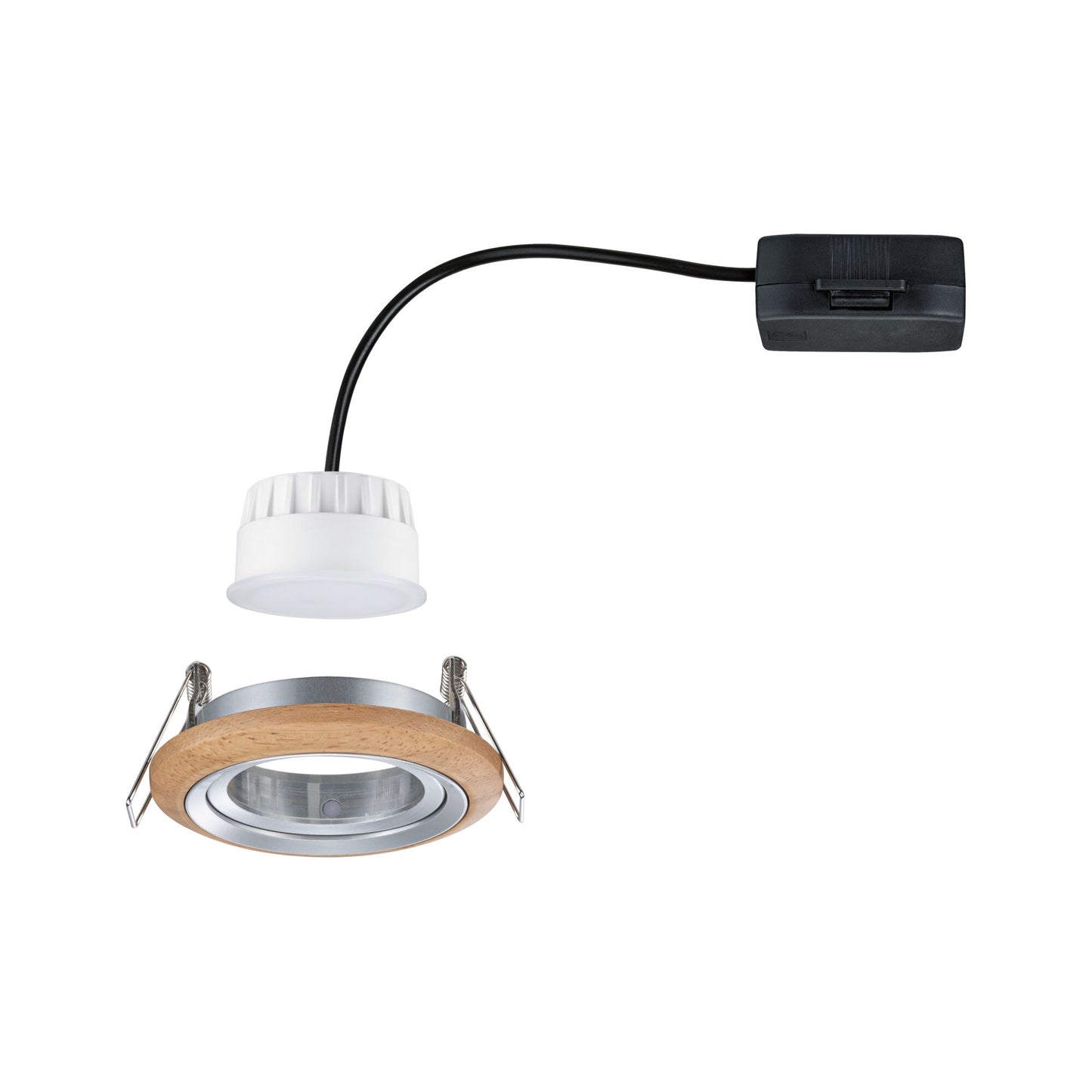 Paulmann LED Einbauleuchte Lanati Einzelspot rund 84mm 30° Coin 6W 470lm 230V  2700K Farbton Eiche geölt#Alu gedreht