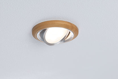 Paulmann LED Einbauleuchte Lanati Einzelspot rund 84mm 30° Coin 6W 470lm 230V  2700K Farbton Eiche geölt#Alu gedreht