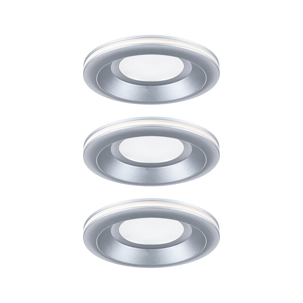 Paulmann LED Einbauleuchte Sormus 3er-Set IP65 rund 100mm  3x4,8W / 1,5W 560lm / 180lm 230V  3000K Chrom matt