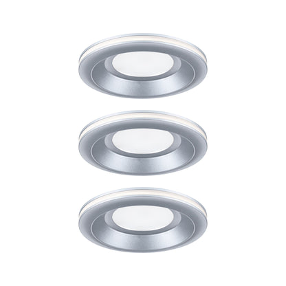 Paulmann LED Einbauleuchte Sormus 3er-Set IP65 rund 100mm  3x4,8W / 1,5W 560lm / 180lm 230V  3000K Chrom matt