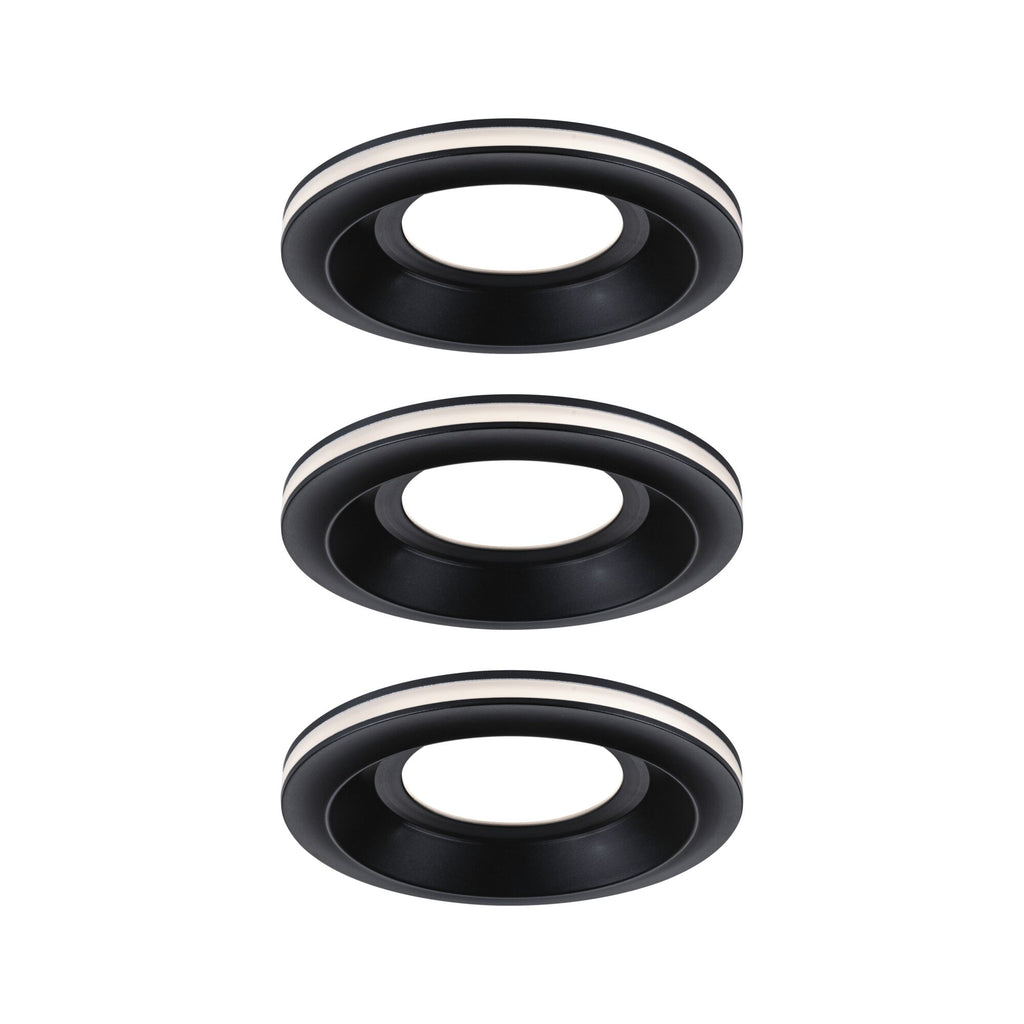 Paulmann LED Einbauleuchte Sormus 3er-Set IP65 rund 100mm  3x4,8W / 1,5W 560lm / 180lm 230V  3000K Schwarz