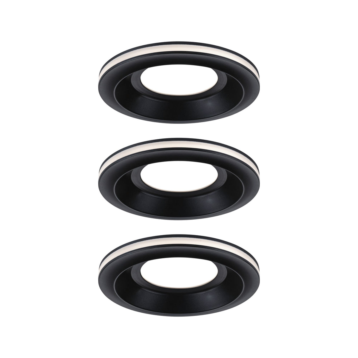 Paulmann LED Einbauleuchte Sormus 3er-Set IP65 rund 100mm  3x4,8W / 1,5W 560lm / 180lm 230V  3000K Schwarz