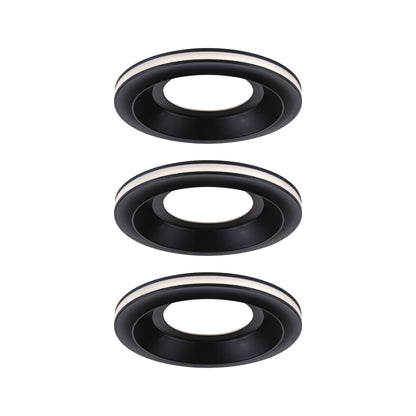 Paulmann LED Einbauleuchte Sormus 3er-Set IP65 rund 100mm  3x4,8W / 1,5W 560lm / 180lm 230V  3000K Schwarz