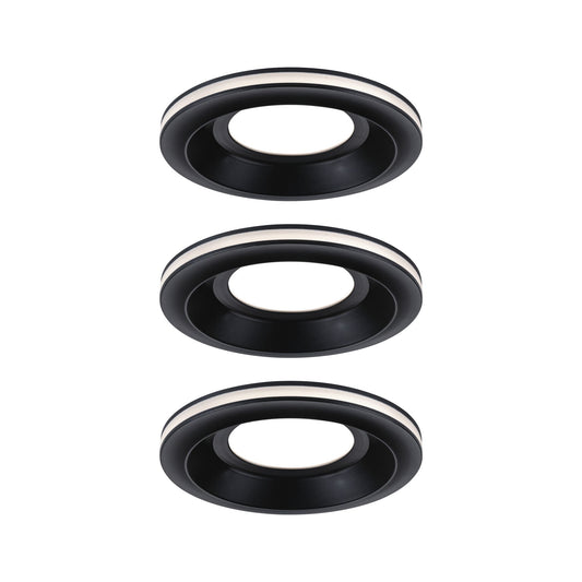 Paulmann LED Einbauleuchte Sormus 3er-Set IP65 rund 100mm  3x4,8W / 1,5W 560lm / 180lm 230V  3000K Schwarz