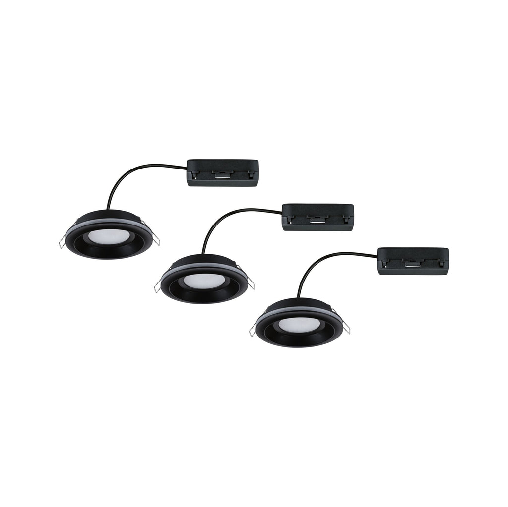 Paulmann LED Einbauleuchte Sormus 3er-Set IP65 rund 100mm  3x4,8W / 1,5W 560lm / 180lm 230V  3000K Schwarz
