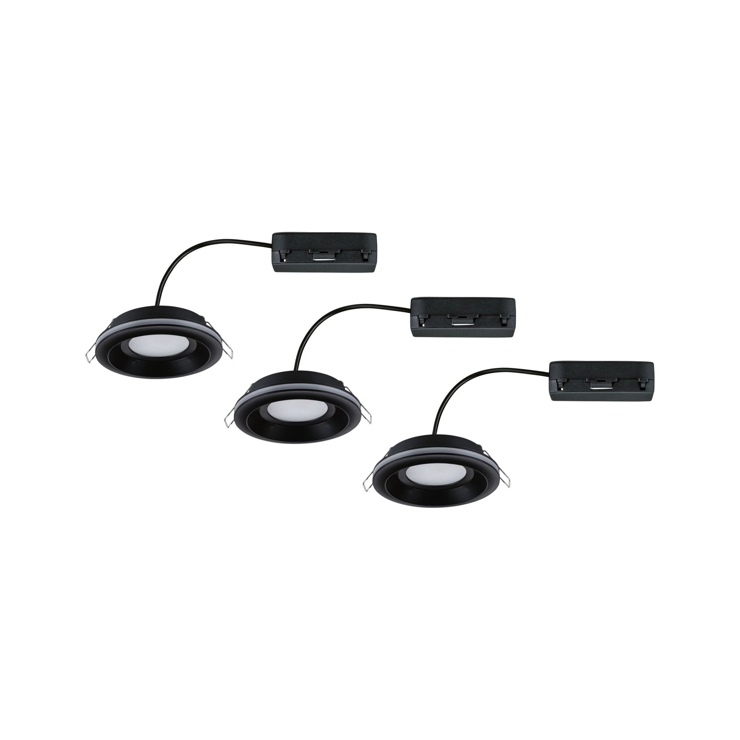 Paulmann LED Einbauleuchte Sormus 3er-Set IP65 rund 100mm  3x4,8W / 1,5W 560lm / 180lm 230V  3000K Schwarz