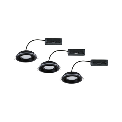 Paulmann LED Einbauleuchte Sormus 3er-Set IP65 rund 100mm  3x4,8W / 1,5W 560lm / 180lm 230V  3000K Schwarz