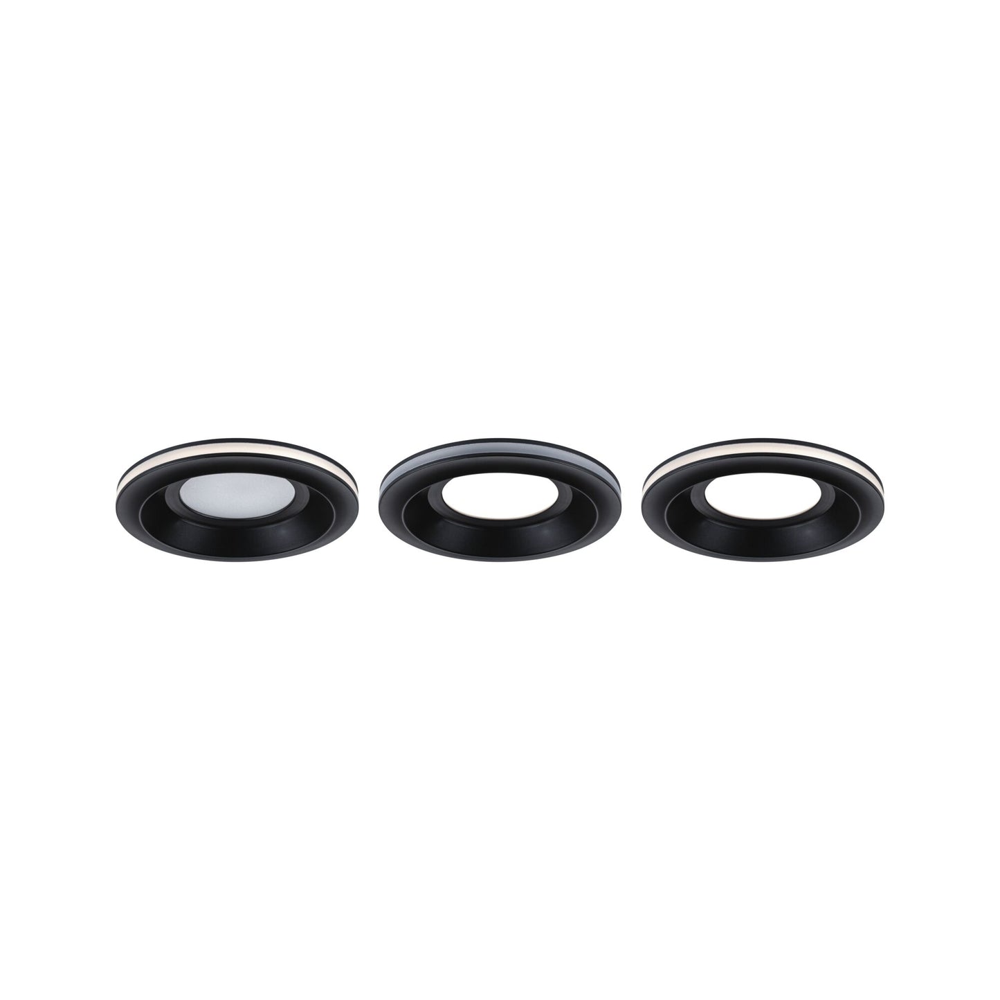 Paulmann LED Einbauleuchte Sormus 3er-Set IP65 rund 100mm  3x4,8W / 1,5W 560lm / 180lm 230V  3000K Schwarz