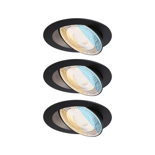 Paulmann LED Einbauleuchte Aumus 3er-Set White Select   rund 105mm 90°  3x5W 3x700lm 230V dimmbar 2700 - 6500K Schwarz