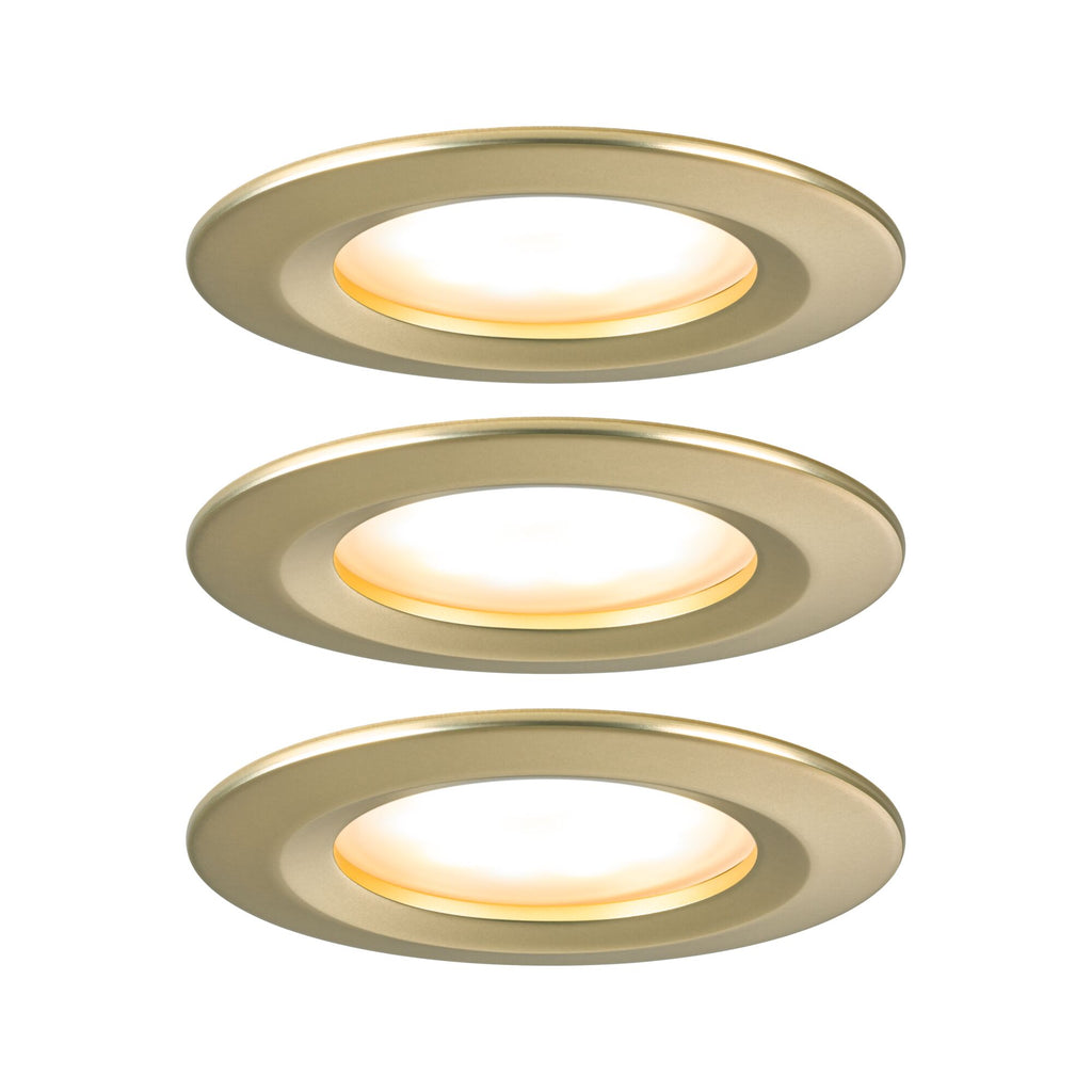 Paulmann LED Einbauleuchte Nova Basisset starr 3-Step-Dim Coin IP44 rund 74mm  Coin 3x6W 3x470lm 230V dimmbar 2700K Gold matt