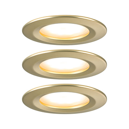 Paulmann LED Einbauleuchte Nova Basisset starr 3-Step-Dim Coin IP44 rund 74mm  Coin 3x6W 3x470lm 230V dimmbar 2700K Gold matt