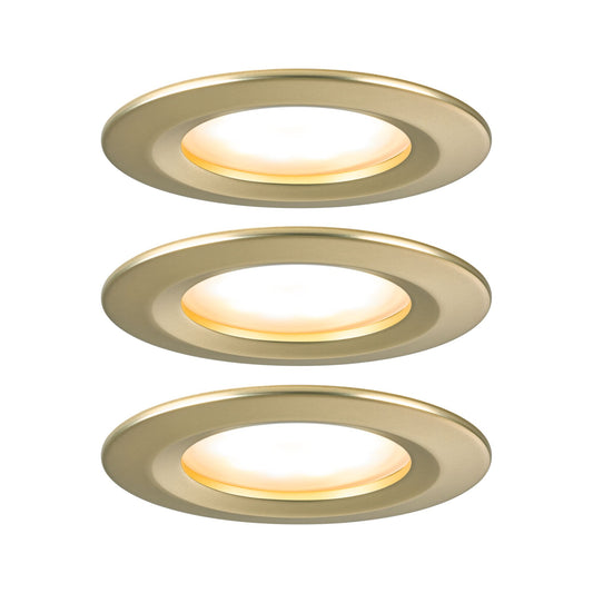 Paulmann LED Einbauleuchte Nova Basisset starr 3-Step-Dim Coin IP44 rund 74mm  Coin 3x6W 3x470lm 230V dimmbar 2700K Gold matt