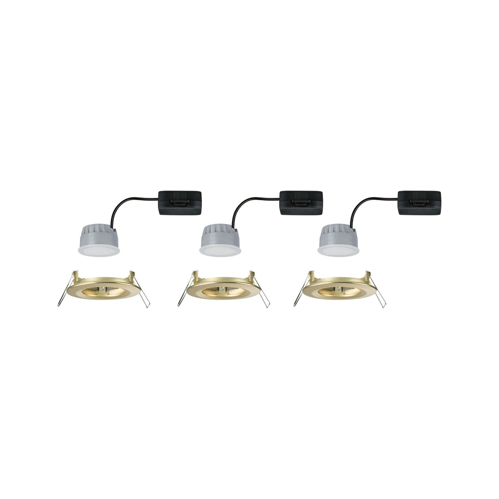 Paulmann LED Einbauleuchte Nova Basisset starr 3-Step-Dim Coin IP44 rund 74mm  Coin 3x6W 3x470lm 230V dimmbar 2700K Gold matt