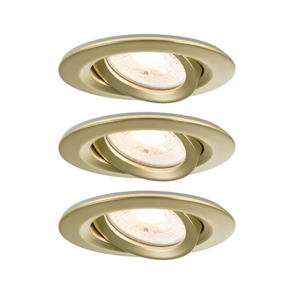 Paulmann LED Einbauleuchte Nova Plus 3er-Set IP65 rund 93mm 30° GU10 3x6W 3x460lm 230V dimmbar 2700K Gold matt