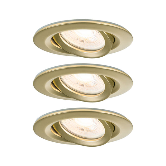 Paulmann LED Einbauleuchte Nova Plus 3er-Set IP65 rund 93mm 30° GU10 3x6W 3x460lm 230V dimmbar 2700K Gold matt