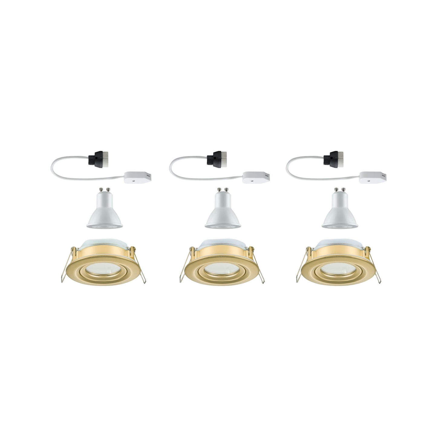 Paulmann LED Einbauleuchte Nova Plus 3er-Set IP65 rund 93mm 30° GU10 3x6W 3x460lm 230V dimmbar 2700K Gold matt