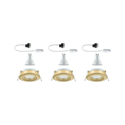 Paulmann LED Einbauleuchte Nova Plus 3er-Set IP65 rund 93mm 30° GU10 3x6W 3x460lm 230V dimmbar 2700K Gold matt