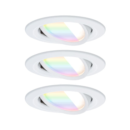 Paulmann LED Einbauleuchte Nova Coin  rund 84mm 50° RGBW+ 3x6W 3x500lm 230V Weiß matt Aluminium