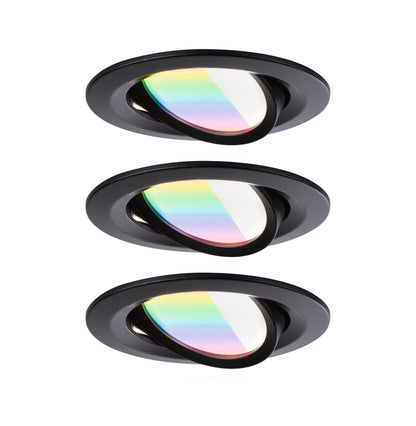 Paulmann LED Einbauleuchte Nova Coin  rund 84mm 50° RGBW+ 3x6W 3x500lm 230V Schwarz matt Aluminium