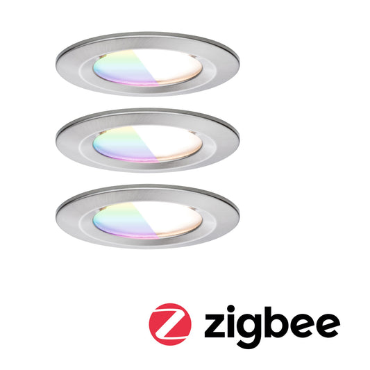 Paulmann LED Einbauleuchte Nova Coin IP44 rund 78mm  RGBW+ 3x6W 3x500lm 230V Eisen gebürstet Aluminium