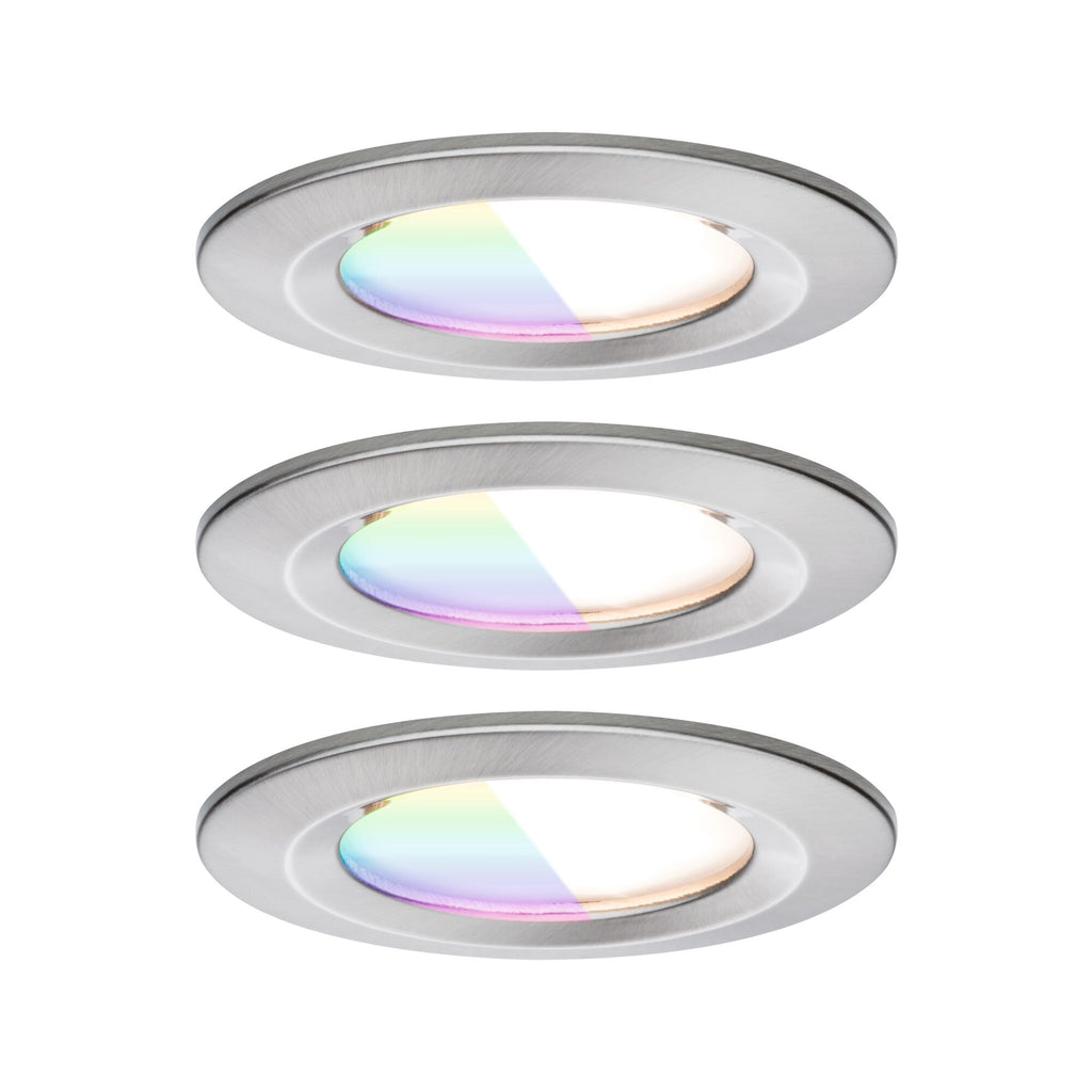 Paulmann LED Einbauleuchte Nova Coin IP44 rund 78mm  RGBW+ 3x6W 3x500lm 230V Eisen gebürstet Aluminium