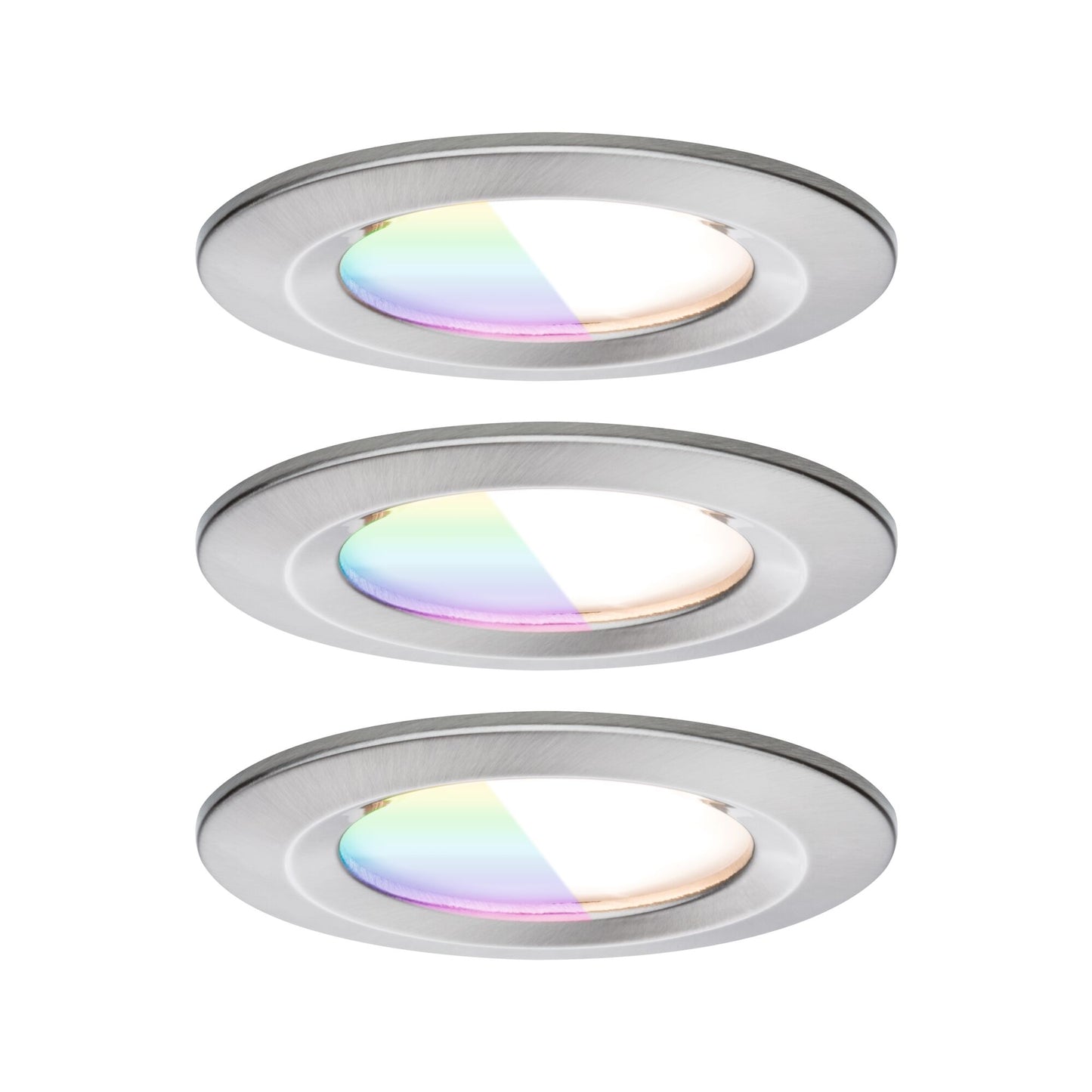 Paulmann LED Einbauleuchte Nova Coin IP44 rund 78mm  RGBW+ 3x6W 3x500lm 230V Eisen gebürstet Aluminium