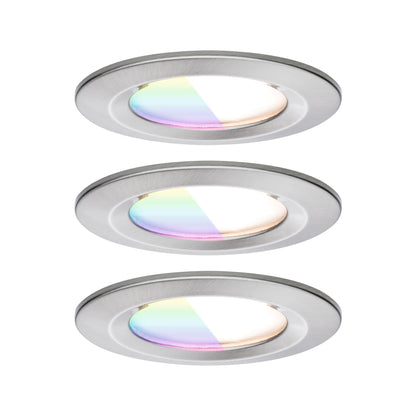 Paulmann LED Einbauleuchte Nova Coin IP44 rund 78mm  RGBW+ 3x6W 3x500lm 230V Eisen gebürstet Aluminium