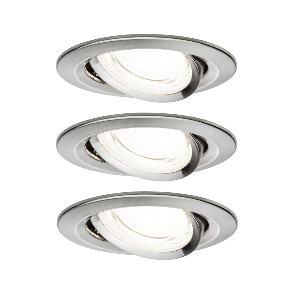 Paulmann LED Einbauleuchte Nova 3er-Set Coin  rund 84mm 50° 3x2,8W 3x505lm 230V  4000K Eisen gebürstet