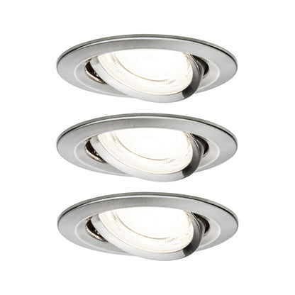Paulmann LED Einbauleuchte Nova 3er-Set Coin  rund 84mm 50° 3x2,8W 3x505lm 230V  4000K Eisen gebürstet