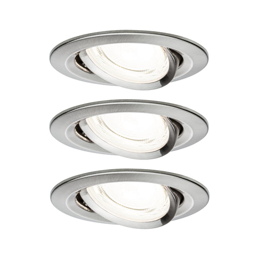 Paulmann LED Einbauleuchte Nova 3er-Set Coin  rund 84mm 50° 3x2,8W 3x505lm 230V  4000K Eisen gebürstet