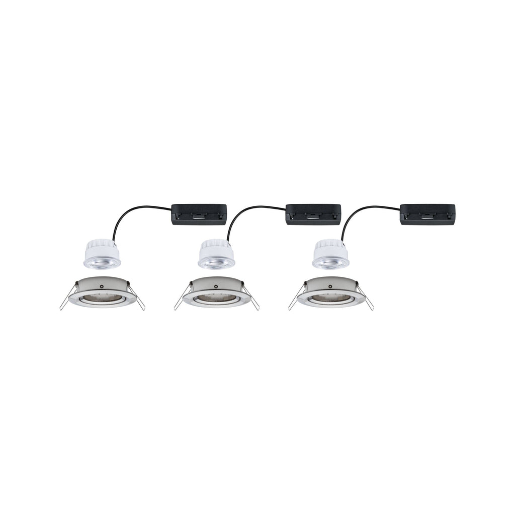 Paulmann LED Einbauleuchte Nova 3er-Set Coin  rund 84mm 50° 3x2,8W 3x505lm 230V  4000K Eisen gebürstet