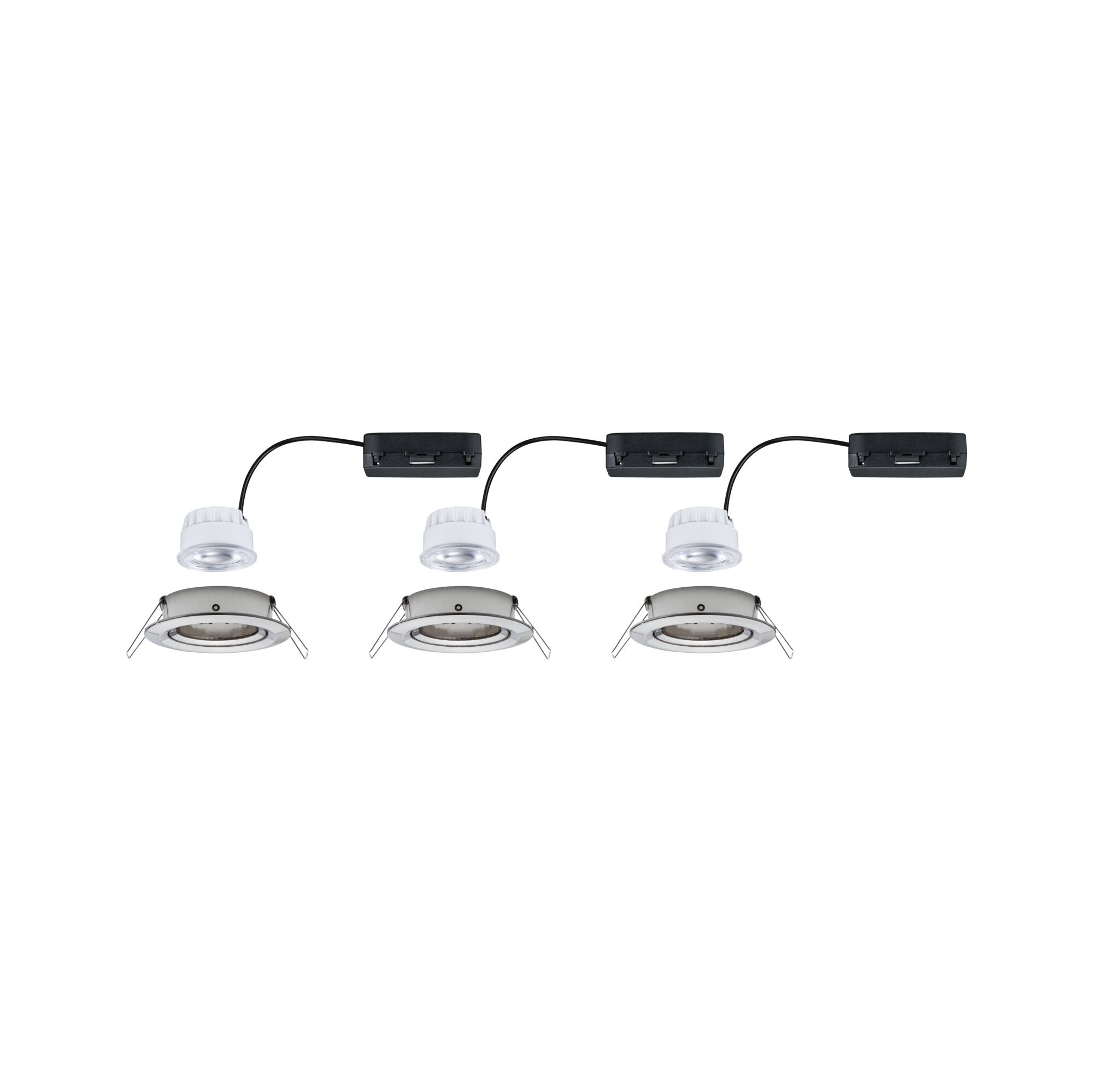 Paulmann LED Einbauleuchte Nova 3er-Set Coin  rund 84mm 50° 3x2,8W 3x505lm 230V  4000K Eisen gebürstet