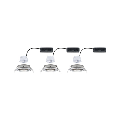 Paulmann LED Einbauleuchte Nova 3er-Set Coin  rund 84mm 50° 3x2,8W 3x505lm 230V  4000K Eisen gebürstet