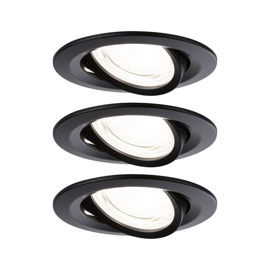 Paulmann LED Einbauleuchte Nova 3er-Set Coin  rund 84mm 50° 3x2,8W 3x505lm 230V  4000K Schwarz matt