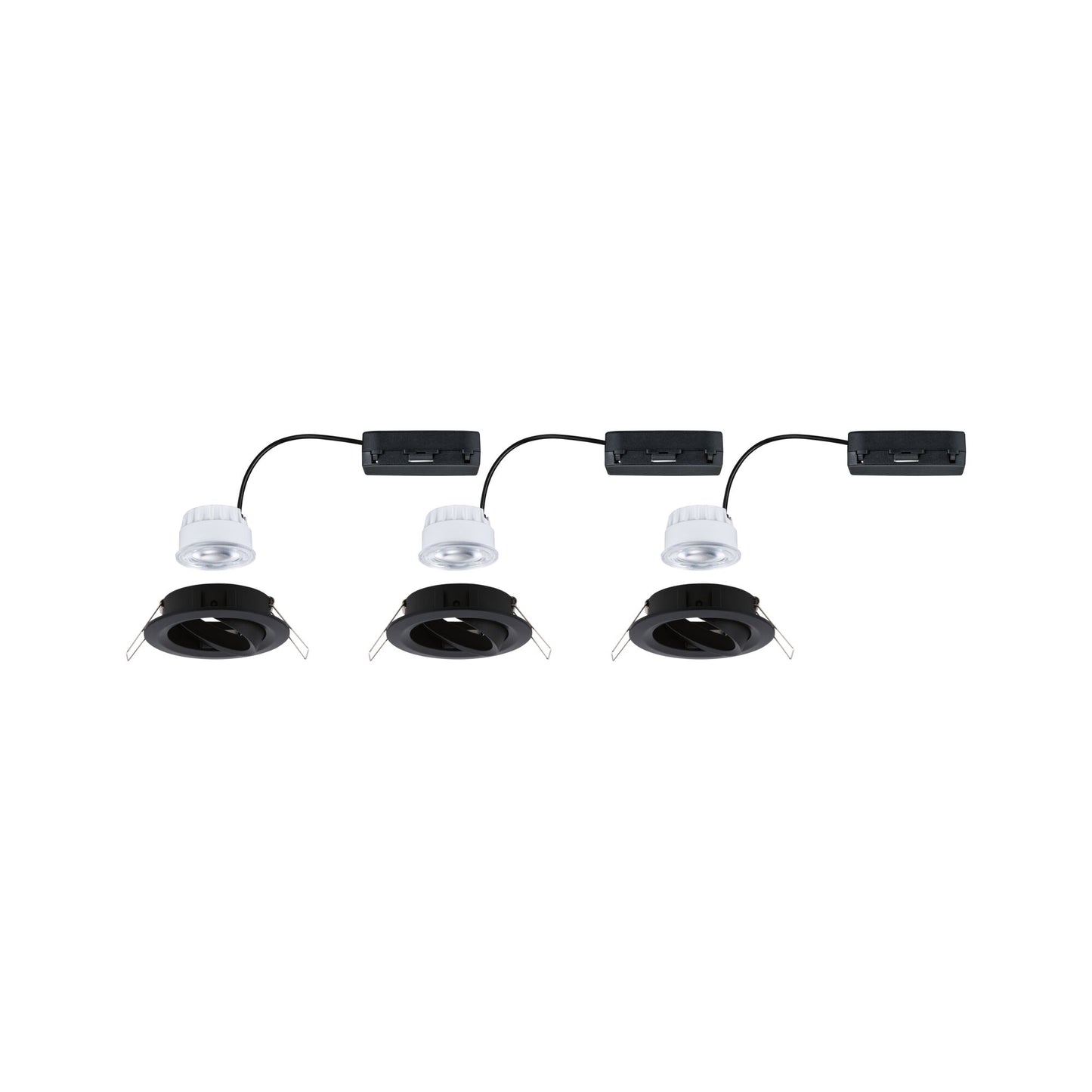 Paulmann LED Einbauleuchte Nova 3er-Set Coin  rund 84mm 50° 3x2,8W 3x505lm 230V  4000K Schwarz matt