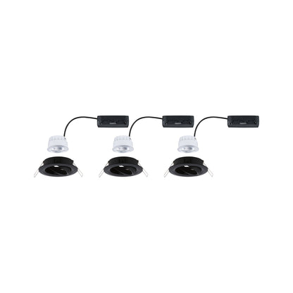 Paulmann LED Einbauleuchte Nova 3er-Set Coin  rund 84mm 50° 3x2,8W 3x505lm 230V  4000K Schwarz matt