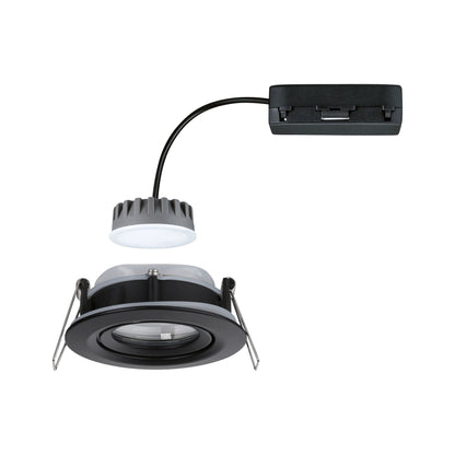 Paulmann LED Einbauleuchte Nova Plus Einzelleuchte schwenkbar Coin IP65 rund 93mm 30° Coin 6W 470lm 230V dimmbar 2700K Schwarz matt