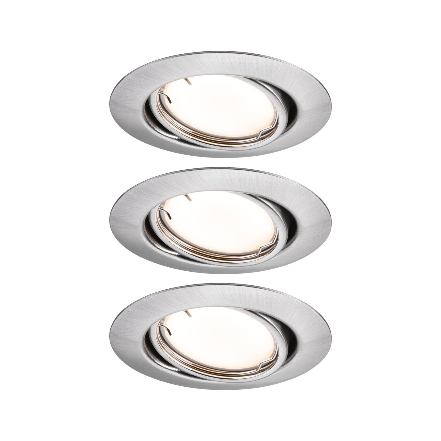 Paulmann LED Einbauleuchte Base Basisset schwenkbar Smart Home Zigbee Coin  rund 90mm 20°  3x4,9W 3x430lm 230V dimmbar 3000K Eisen gebürstet